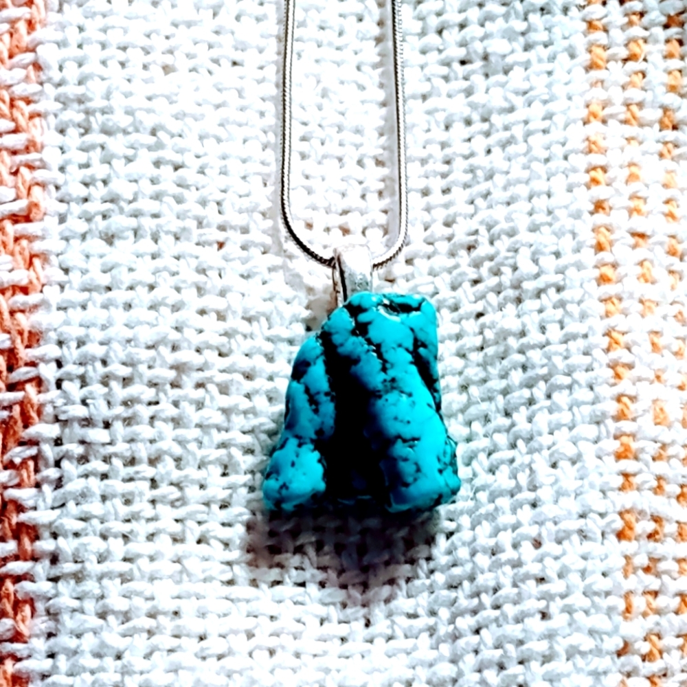 Kingman Turquoise Nugget Unique Sterling mounted